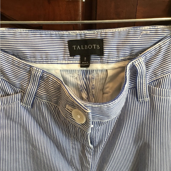 Talbots Blue and White Striped Straight-Leg Pants (Size 2) - Picture 3 of 3